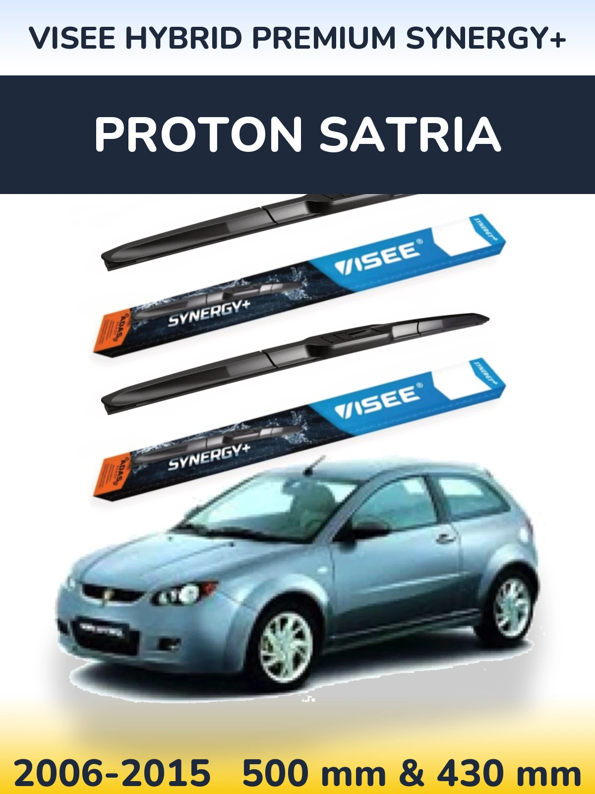 Sada předních stěračů VISEE HYBRID PREMIUM SYNERGY+ 500 a 430 mm pro Proton Satria 2006-2015