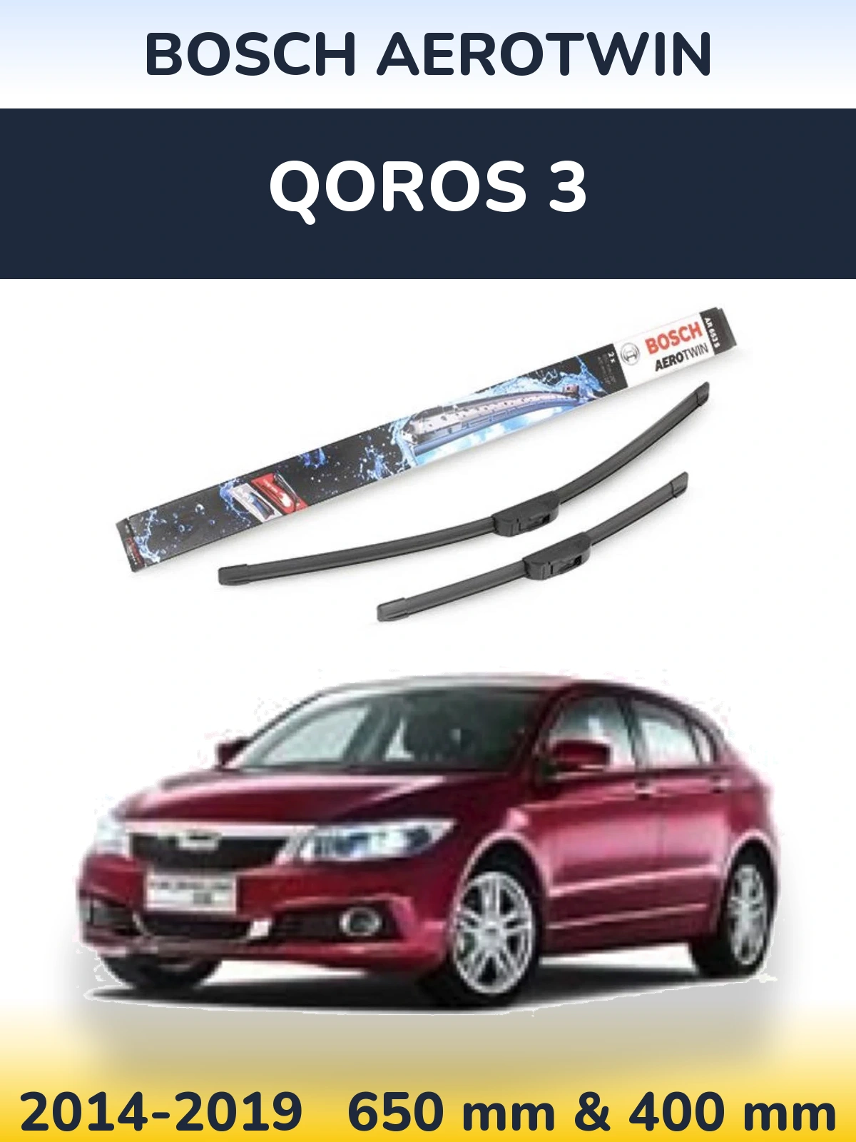 Комплект передніх щіток BOSCH AeroTwin 650 & 400 мм для Qoros 3 2014-2019