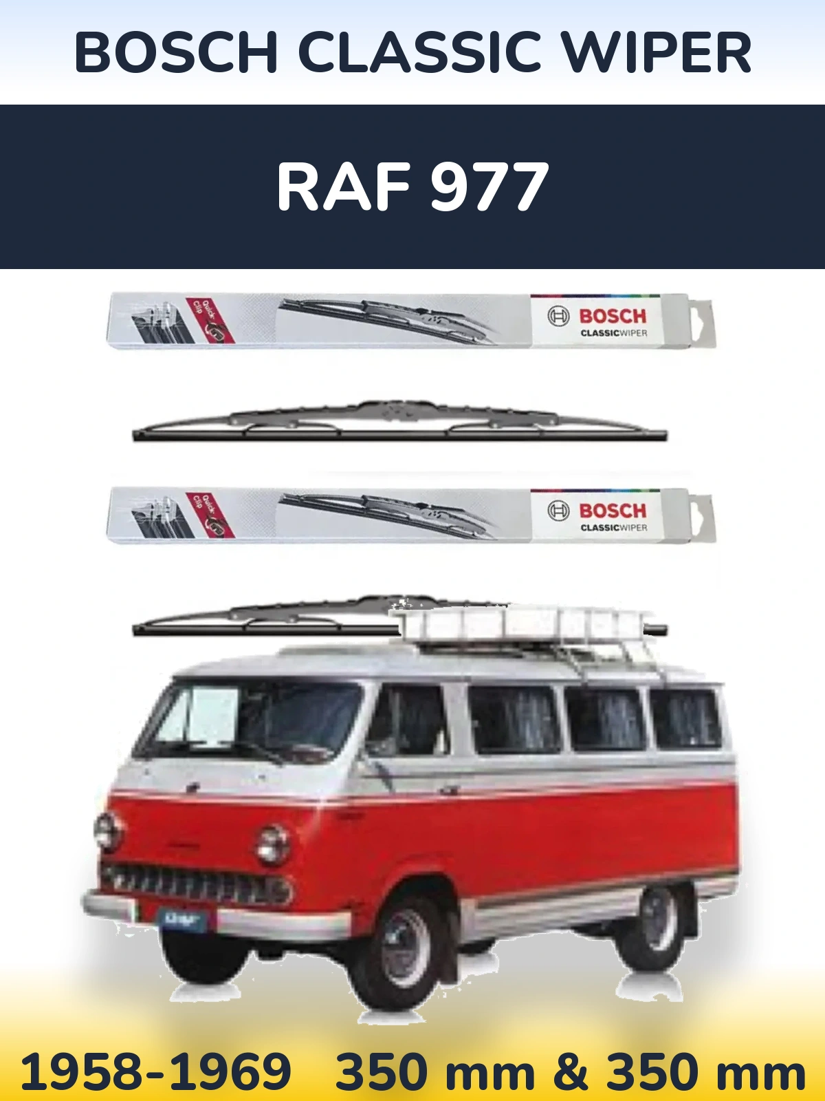 Sada předních stěračů BOSCH Classic Wiper 340 a 340 mm pro RAF 977 1958-1969