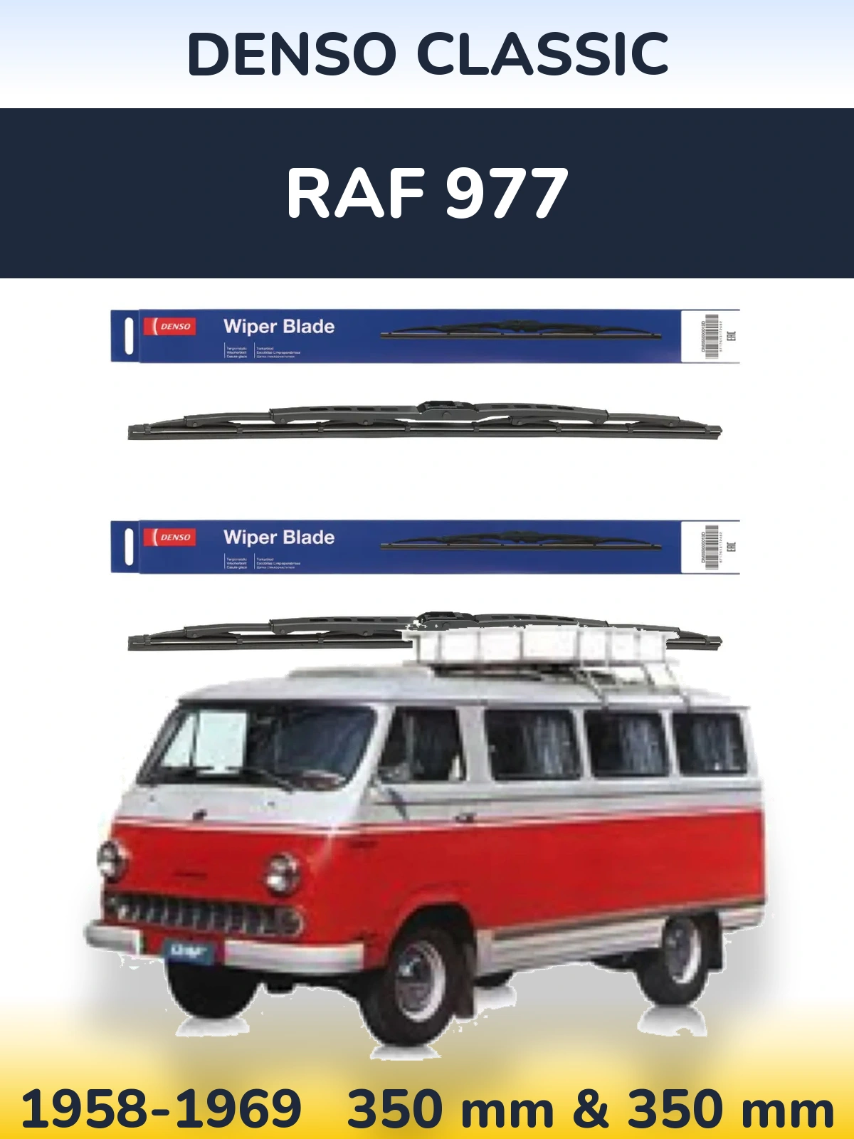 Sada předních stěračů Denso Classic 350 a 350 mm pro RAF 977 1958-1969
