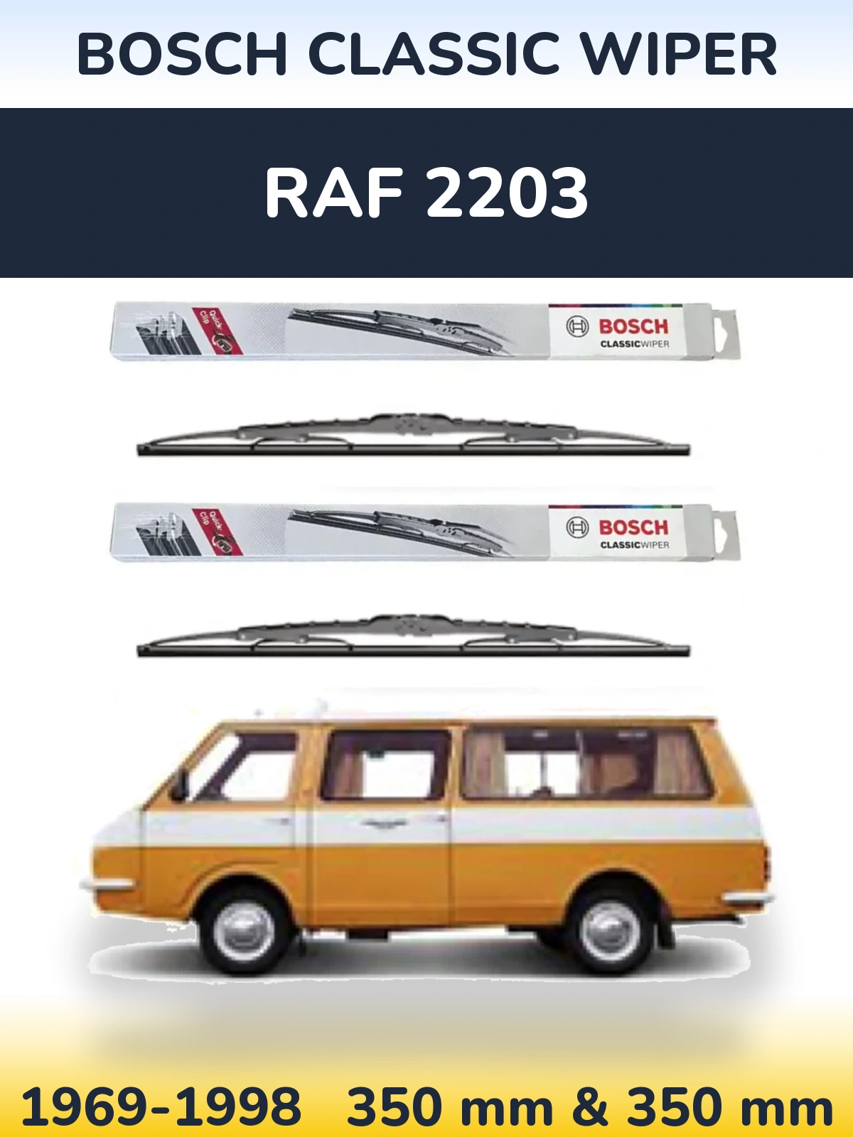 Sada předních stěračů BOSCH Classic Wiper 340 a 340 mm pro RAF 2203 1969-1998