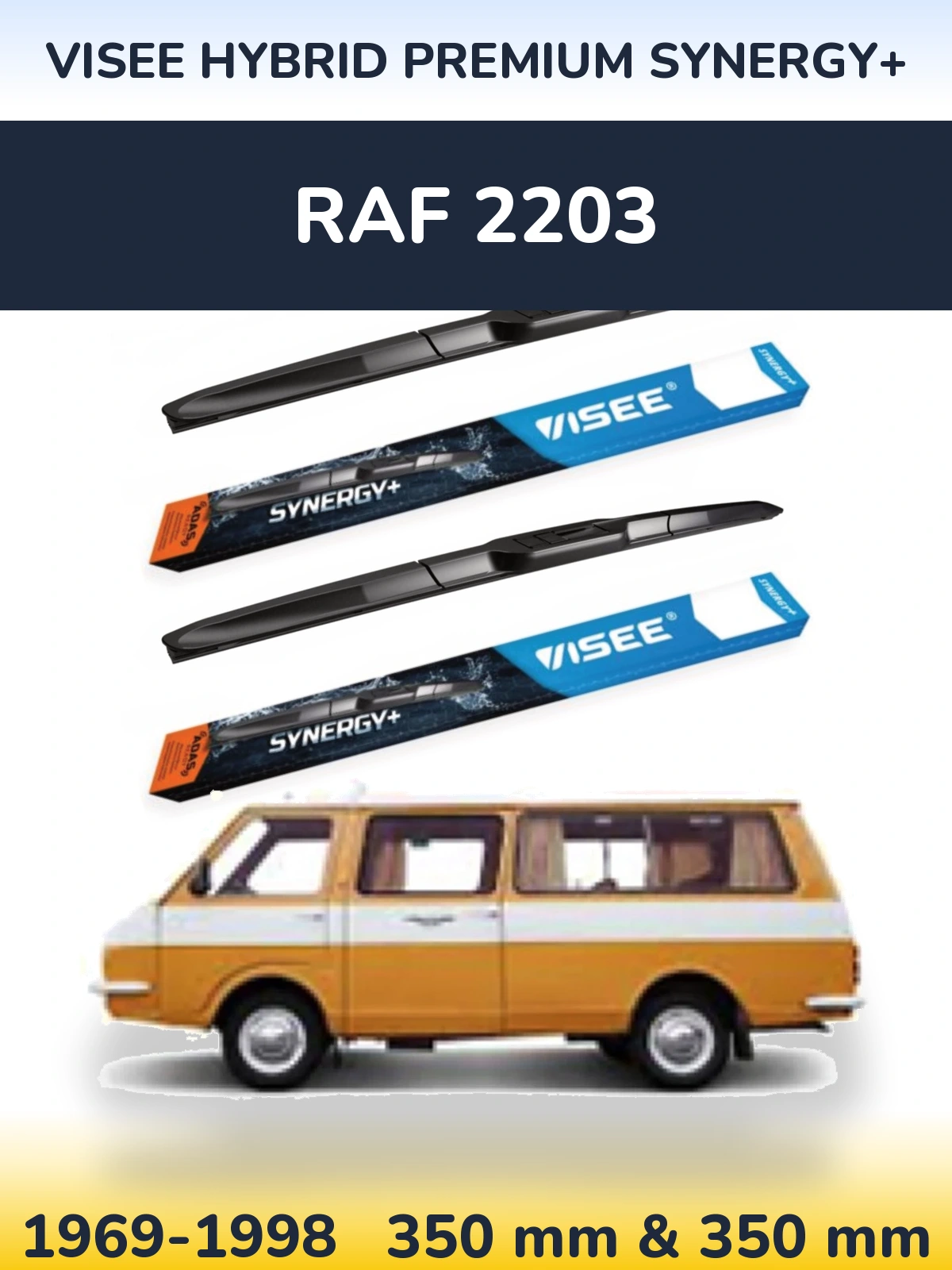 Комплект передніх щіток VISEE HYBRID PREMIUM SYNERGY+ 350 & 350 мм для RAF 2203 1969-1998