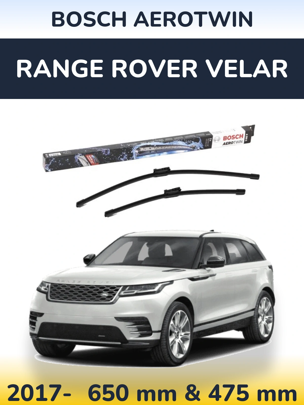 Sada předních stěračů BOSCH AeroTwin 650 a 475 mm pro Range Rover Velar 2017-2026