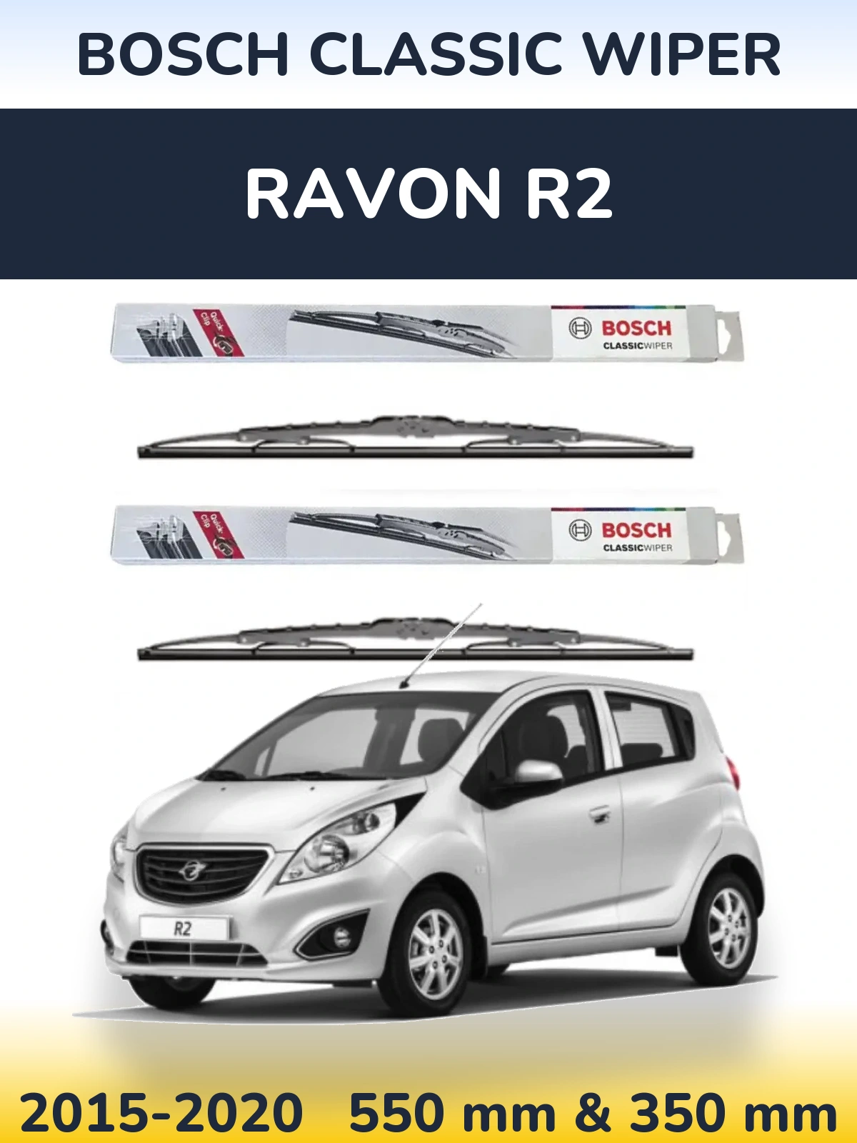 Sada předních stěračů BOSCH Classic Wiper 550 a 340 mm pro Ravon R2 2015-2020
