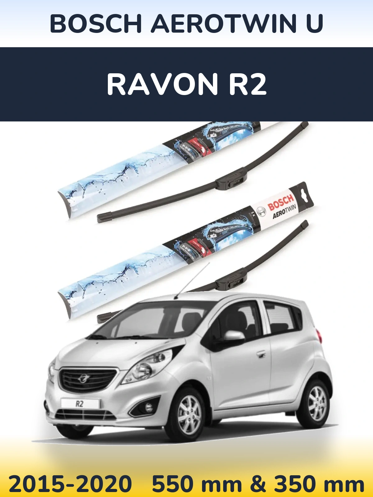 Sada předních stěračů BOSCH AeroTwin U 550 a 350 mm pro Ravon R2 2015-2020