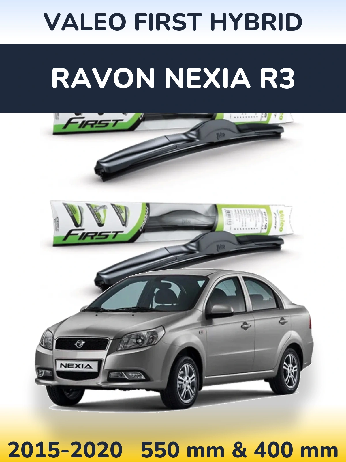 Sada předních stěračů Valeo First Hybrid 550 a 400 mm pro Ravon Nexia R3 2015-2020