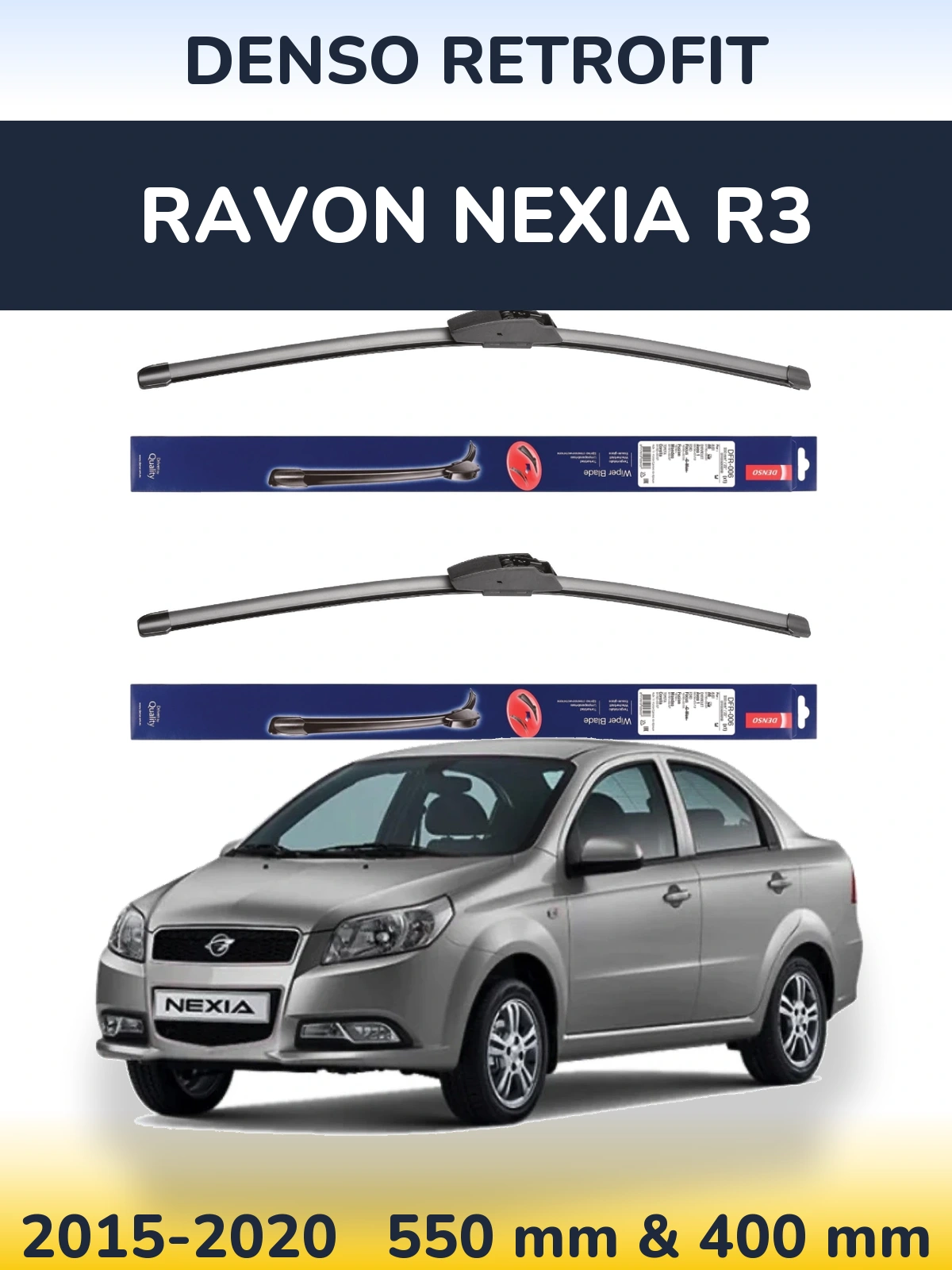 Sada předních stěračů Denso Retrofit 550 a 400 mm pro Ravon Nexia R3 2015-2020