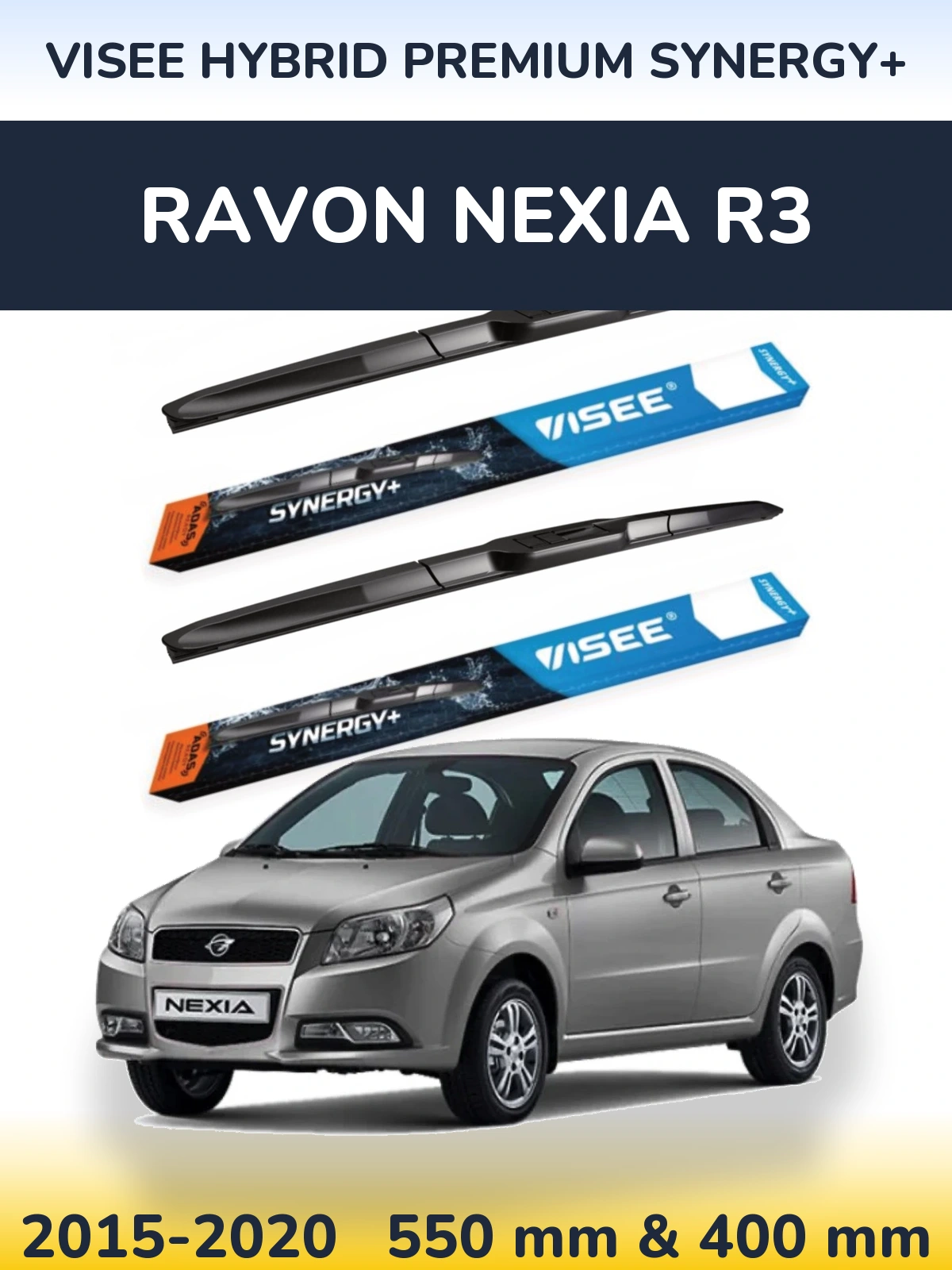 Sada předních stěračů VISEE HYBRID PREMIUM SYNERGY+ 550 a 400 mm pro Ravon Nexia R3 2015-2020