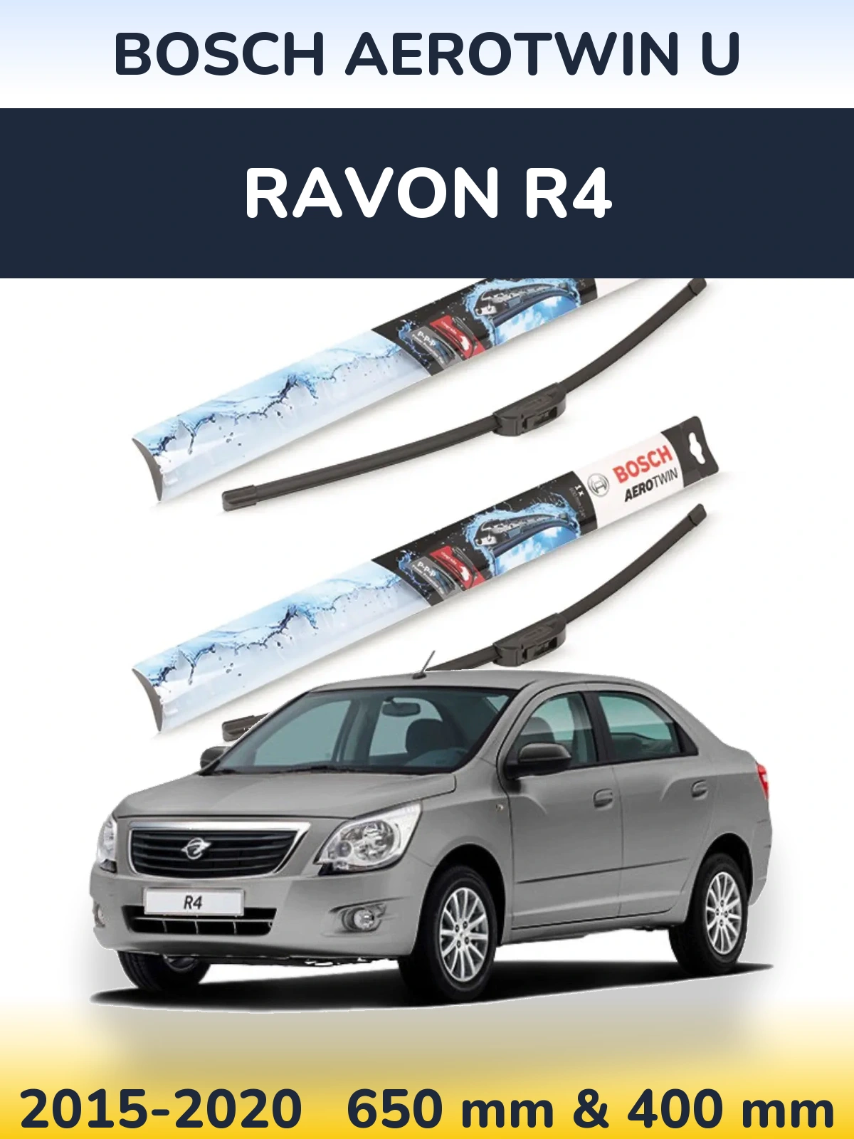 Sada předních stěračů BOSCH AeroTwin U 650 a 400 mm pro Ravon R4 2015-2020