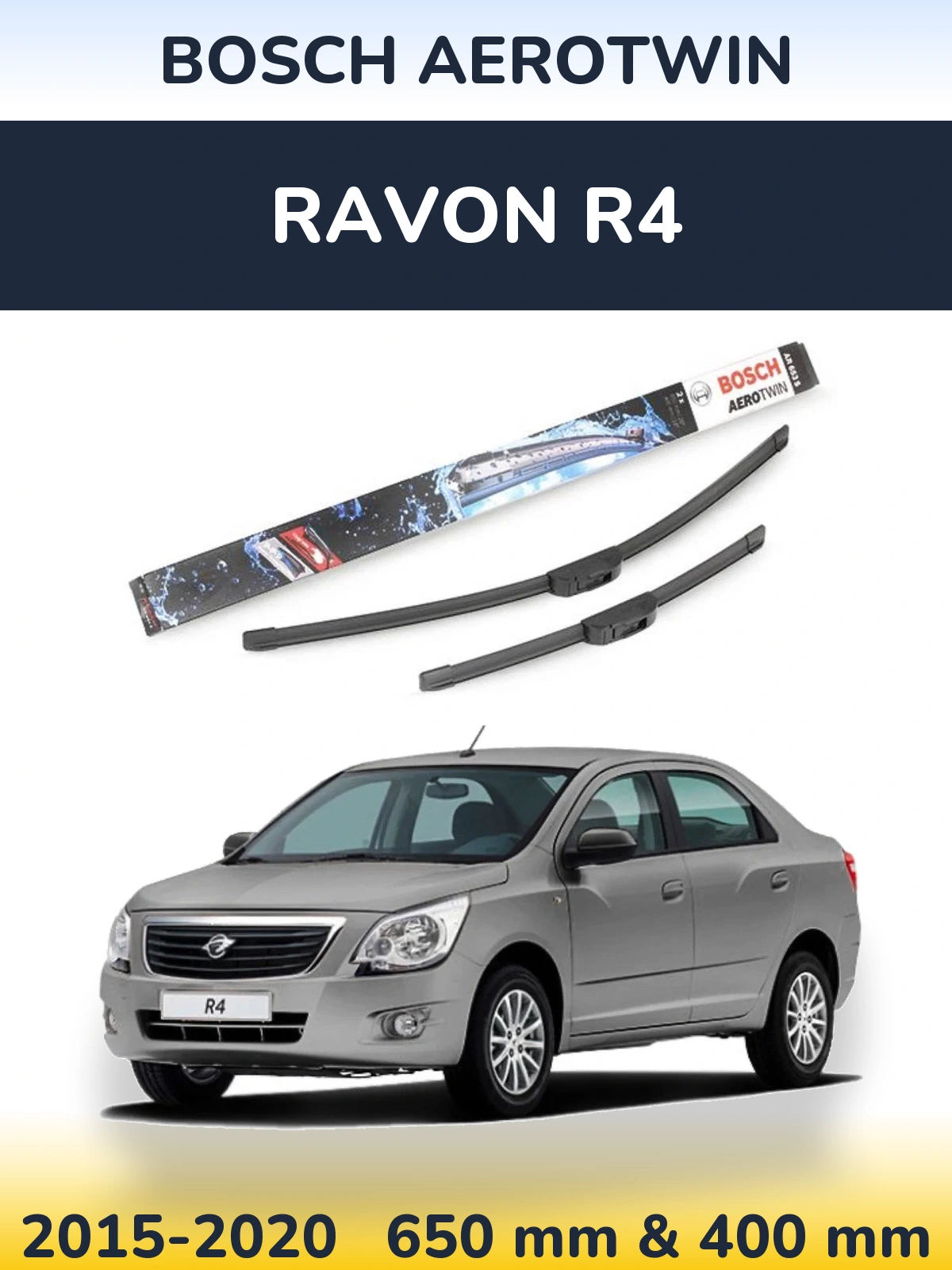 Sada předních stěračů BOSCH AeroTwin 650 a 400 mm pro Ravon R4 2015-2020