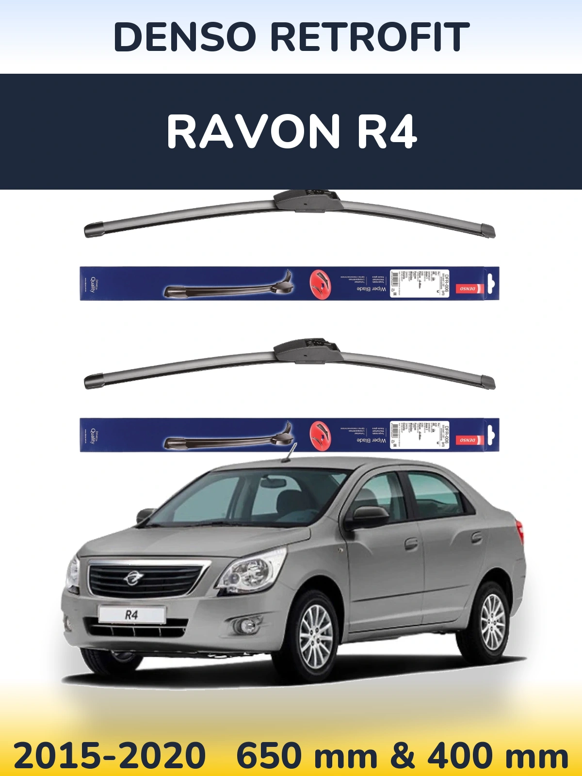 Sada předních stěračů Denso Retrofit 650 a 400 mm pro Ravon R4 2015-2020