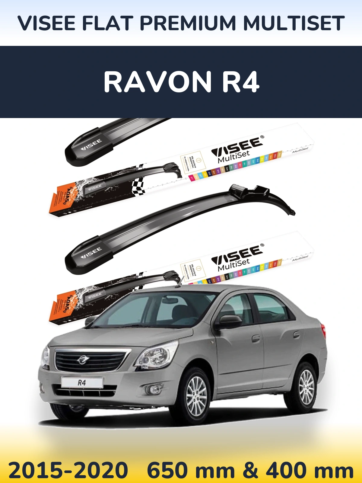Sada předních stěračů VISEE FLAT PREMIUM MultiSet 650 a 400 mm pro Ravon R4 2015-2020