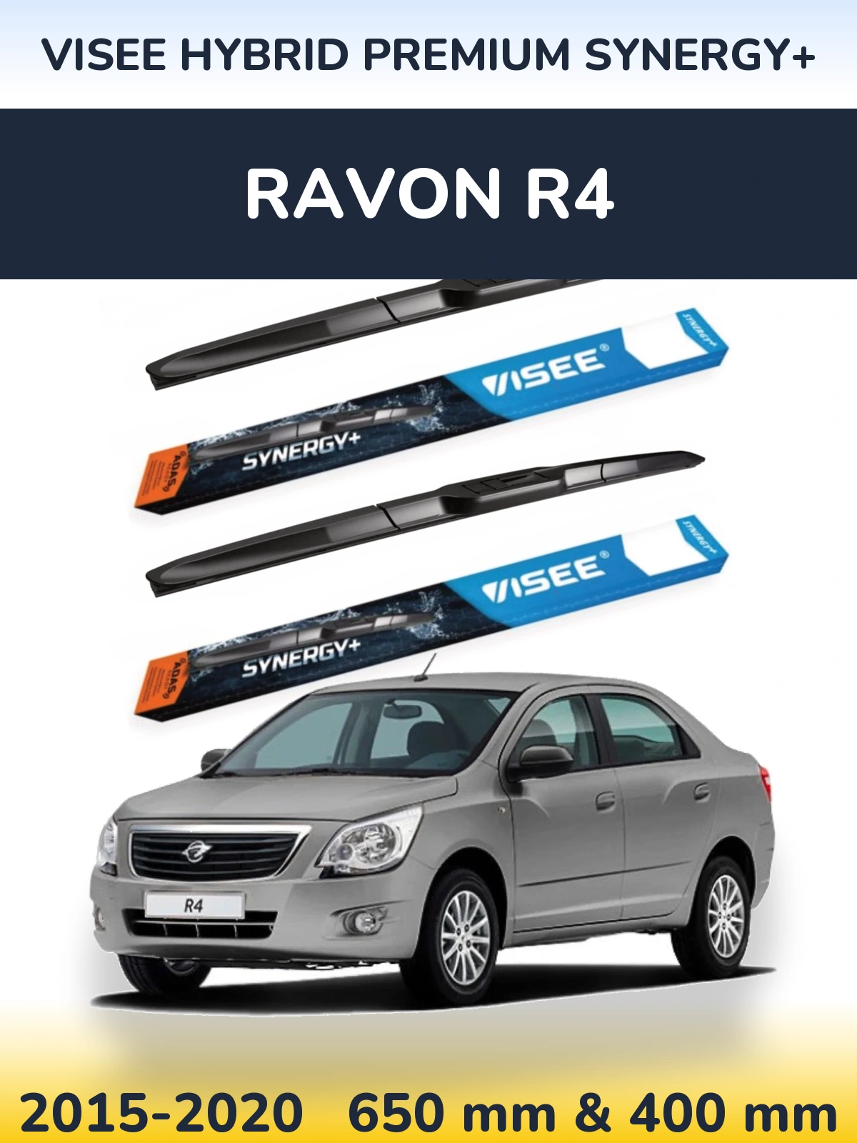 Sada předních stěračů VISEE HYBRID PREMIUM SYNERGY+ 650 a 400 mm pro Ravon R4 2015-2020