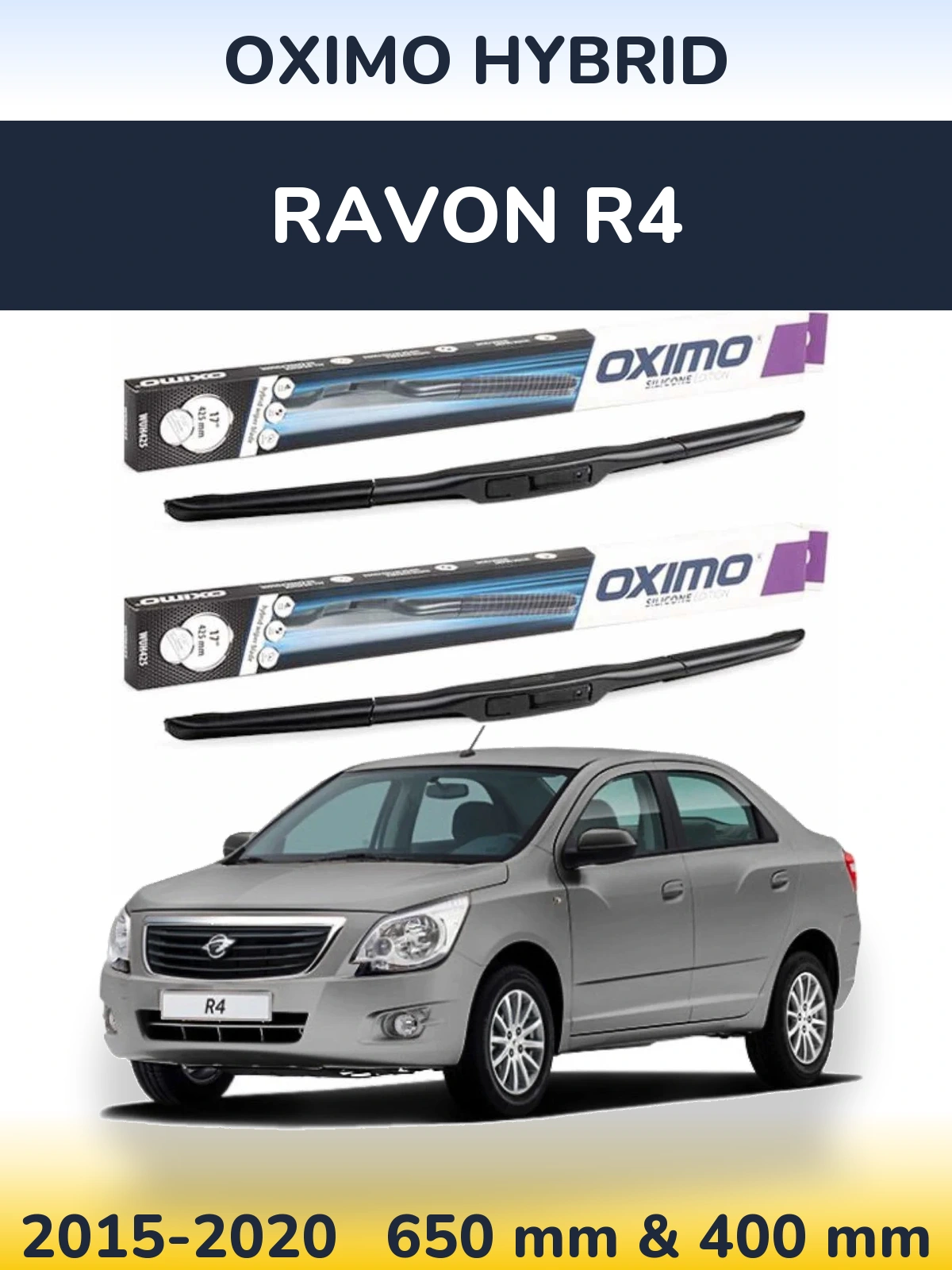 Sada předních stěračů Oximo Hybrid 650 a 400 mm pro Ravon R4 2015-2020