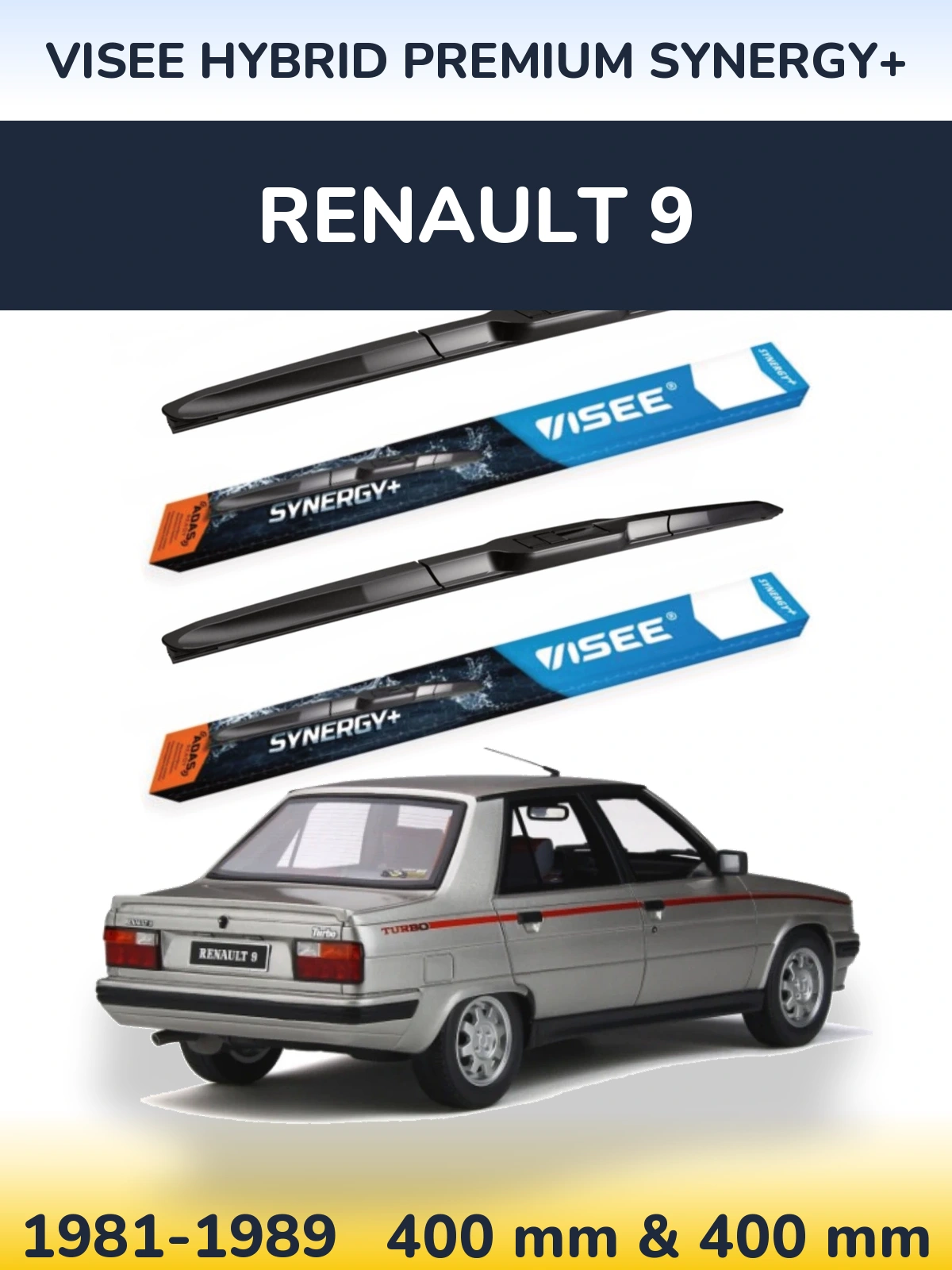 Sada předních stěračů VISEE HYBRID PREMIUM SYNERGY+ 400 a 400 mm pro Renault 9 1981-1989