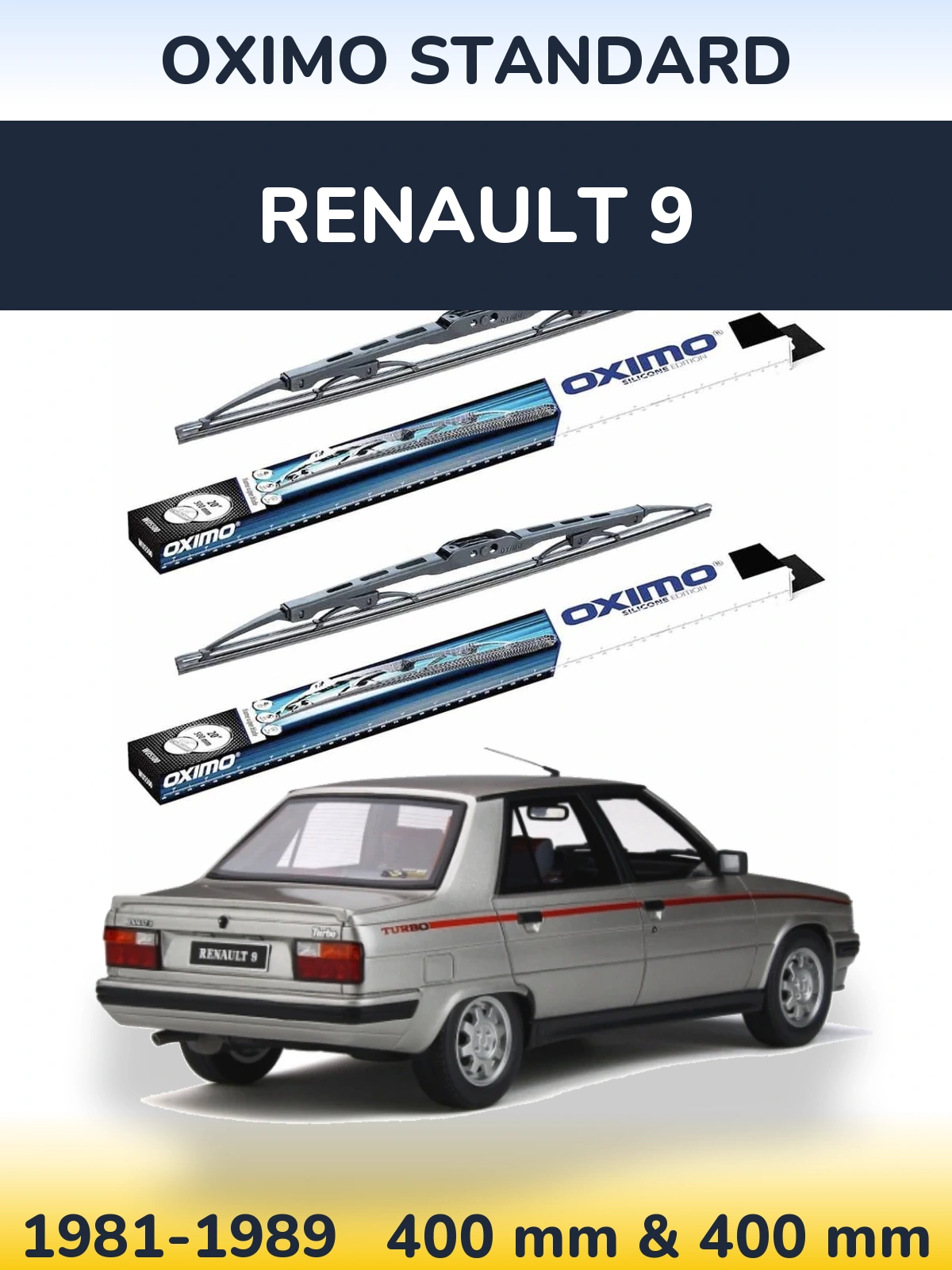 Sada předních stěračů Oximo Standard 400 a 400 mm pro Renault 9 1981-1989