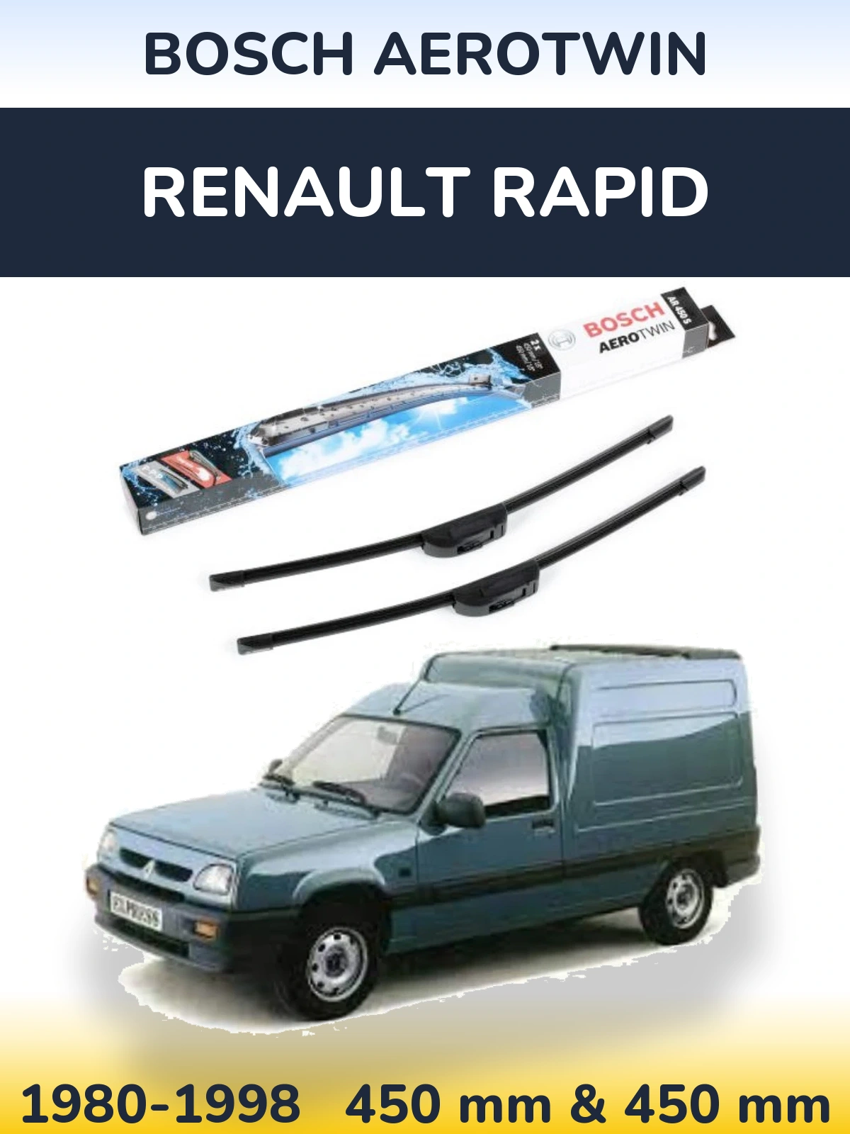 Комплект передніх щіток BOSCH AeroTwin 450 & 450 мм для Renault Rapid 1980-1998