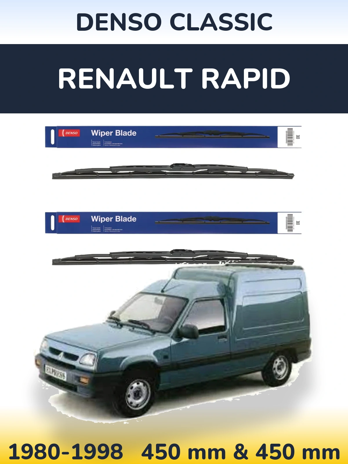 Комплект передніх щіток Denso Classic 450 & 450 мм для Renault Rapid 1980-1998