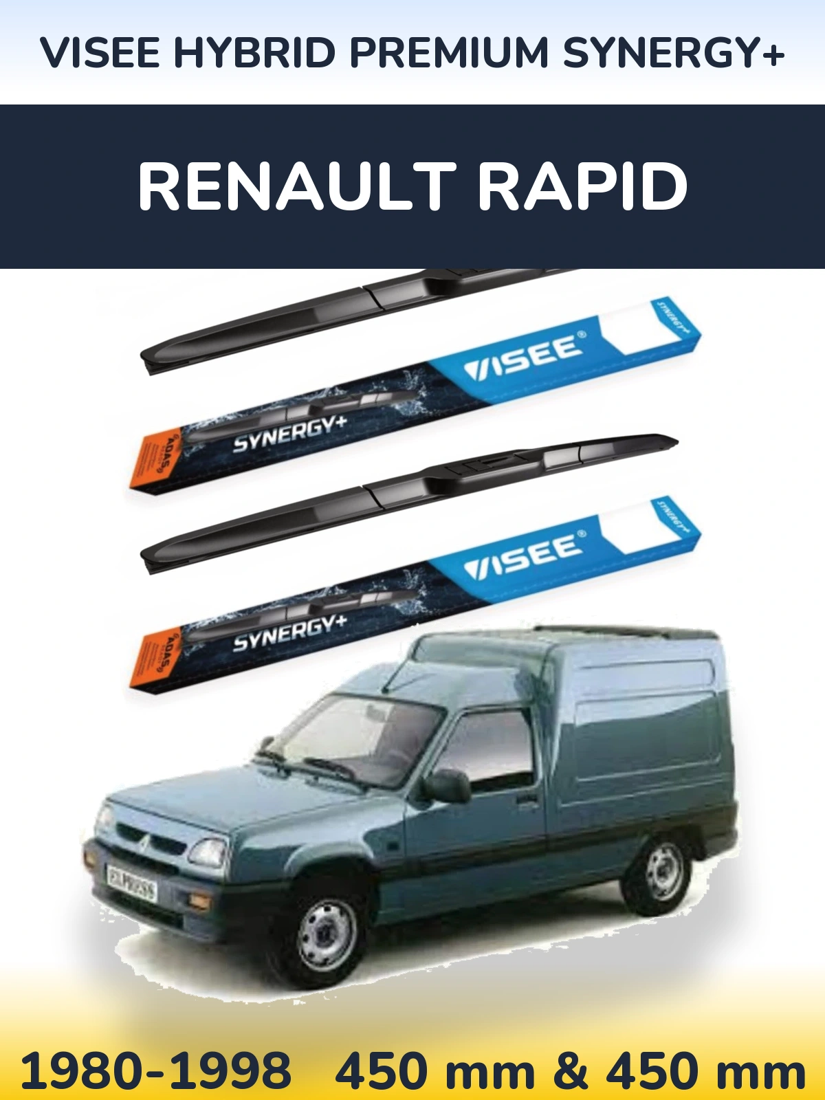 Sada předních stěračů VISEE HYBRID PREMIUM SYNERGY+ 450 a 450 mm pro Renault Rapid 1980-1998