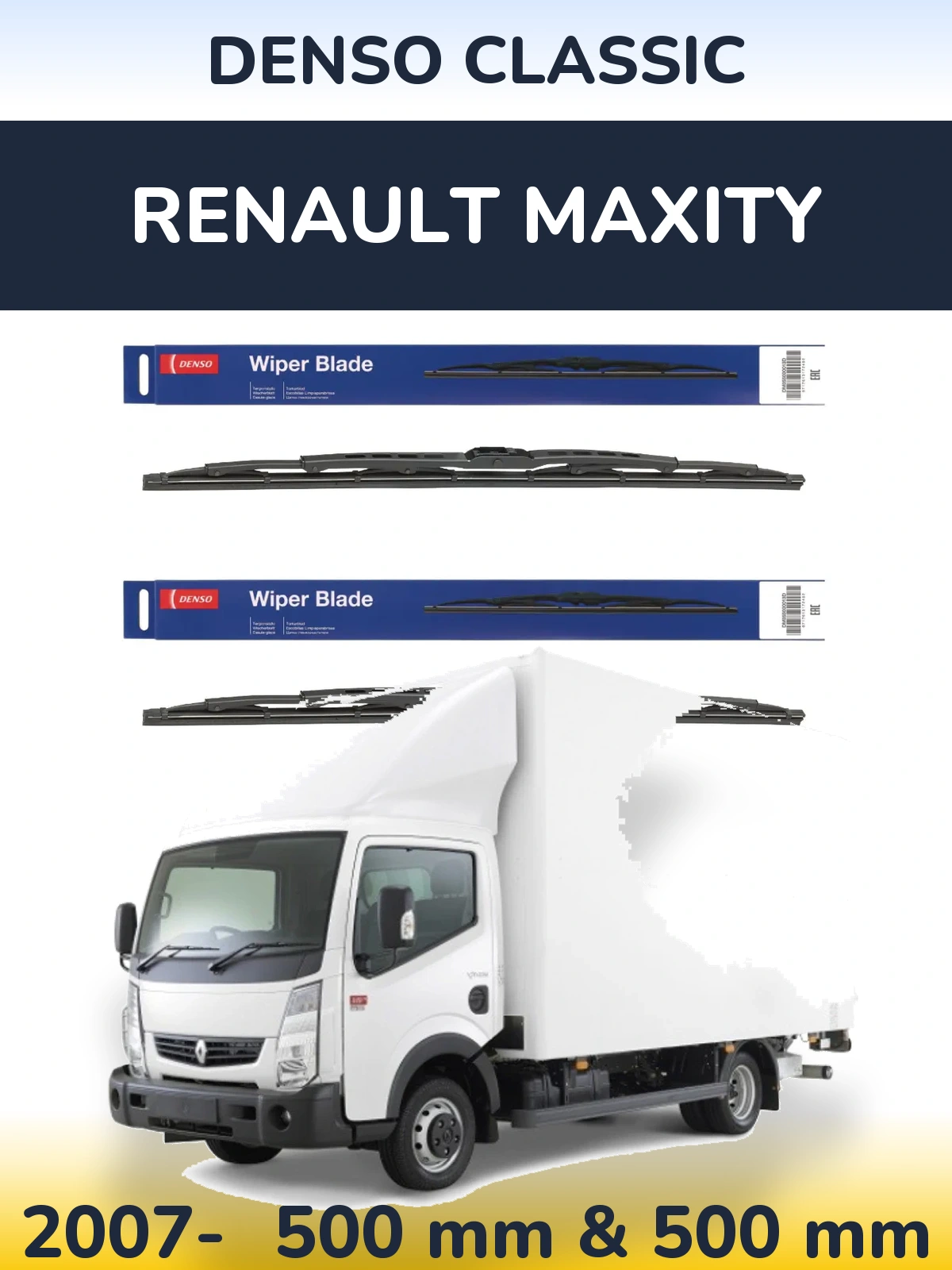 Sada předních stěračů Denso Classic 500 a 500 mm pro Renault Maxity 2007-2026