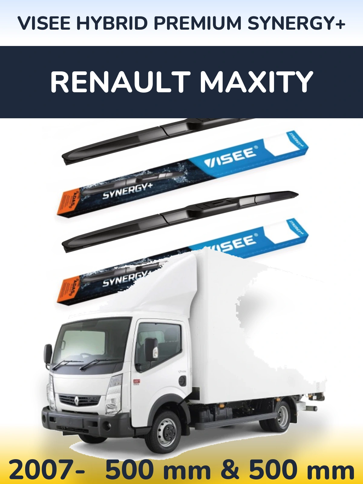 Sada předních stěračů VISEE HYBRID PREMIUM SYNERGY+ 500 a 500 mm pro Renault Maxity 2007-2026