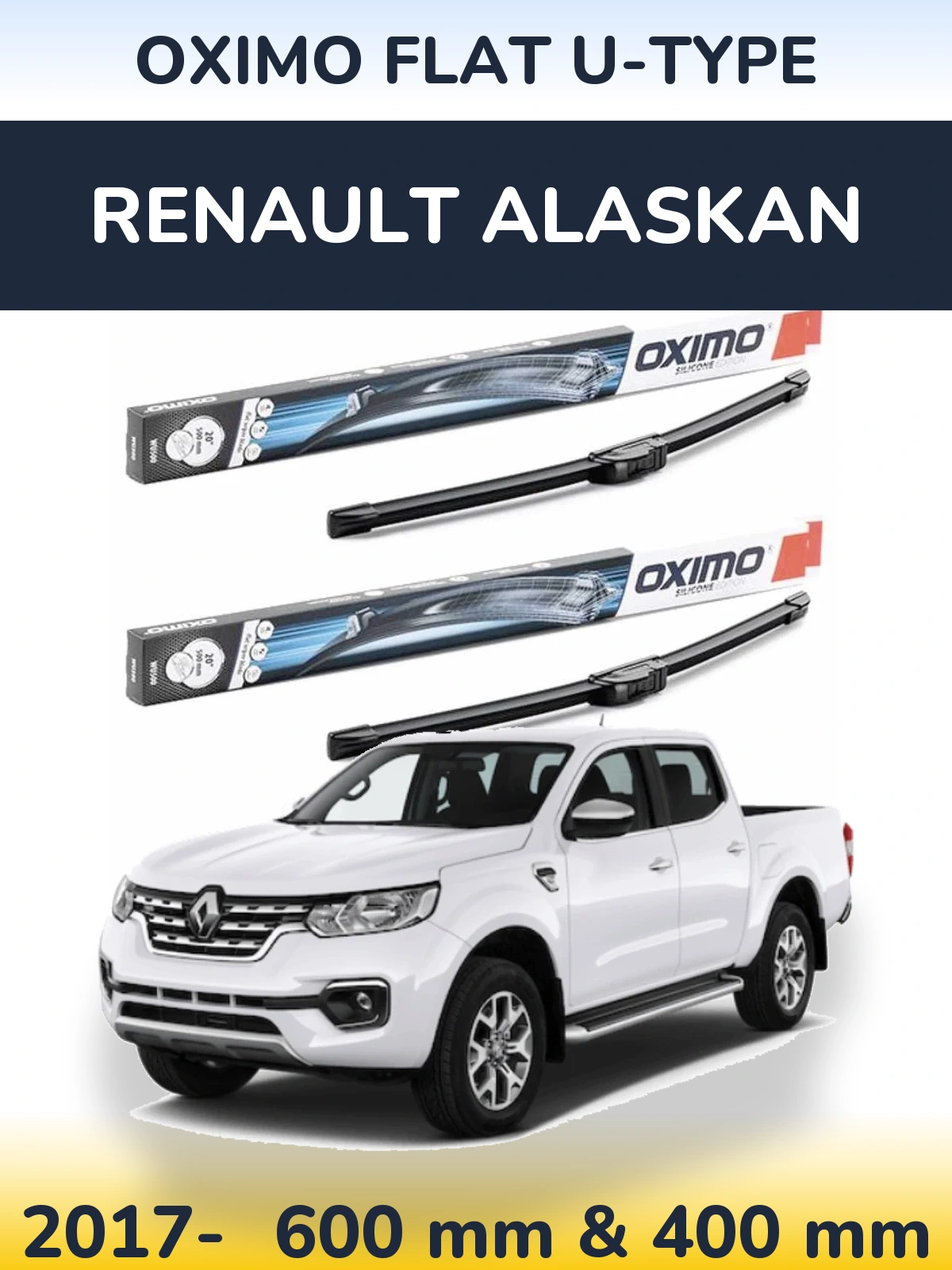 Sada předních stěračů Oximo Flat U-type 600 a 400 mm pro Renault Alaskan 2017-2026