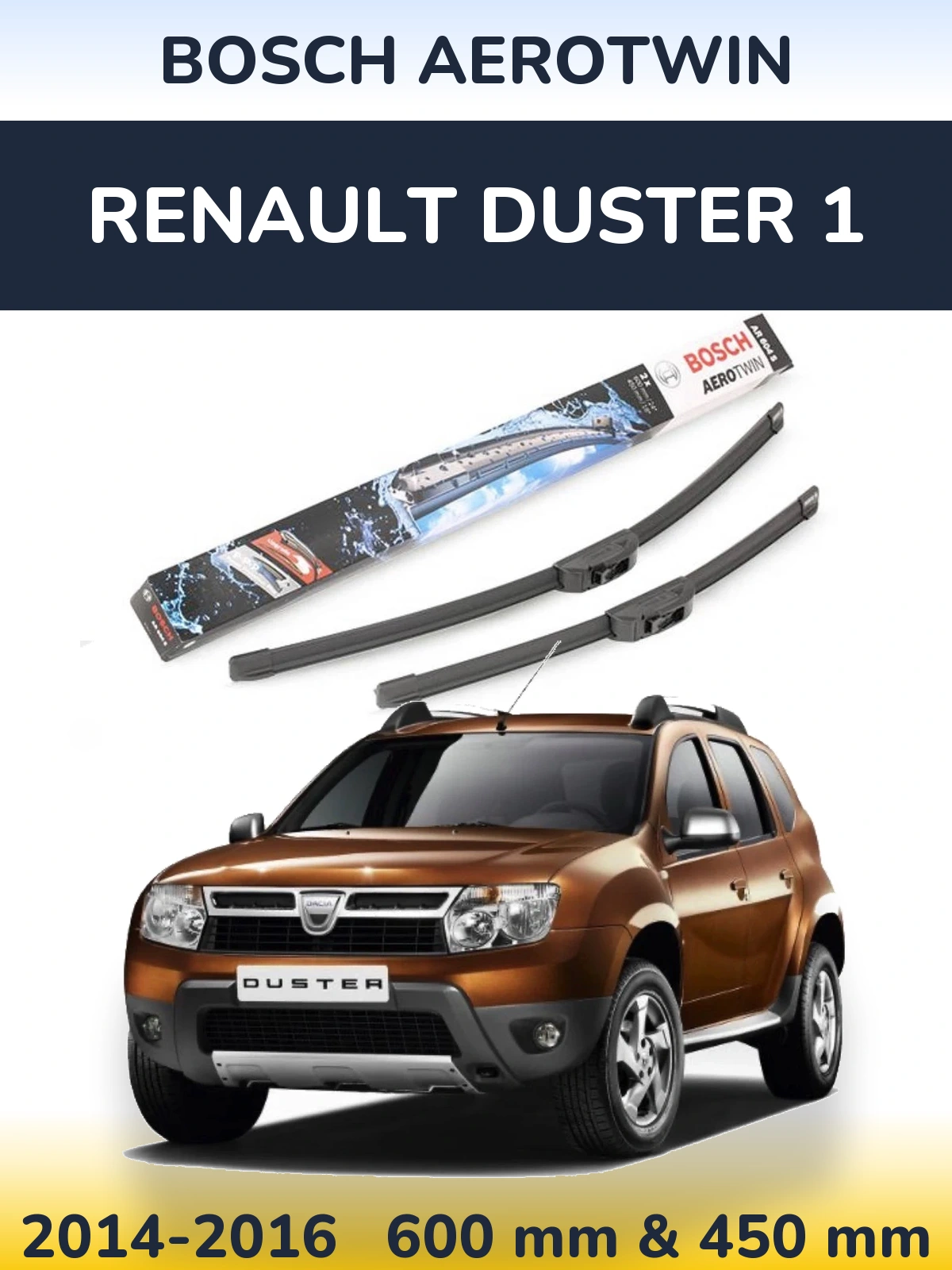 Sada předních stěračů BOSCH AeroTwin 600 a 450 mm pro Renault Duster 1 2014-2016