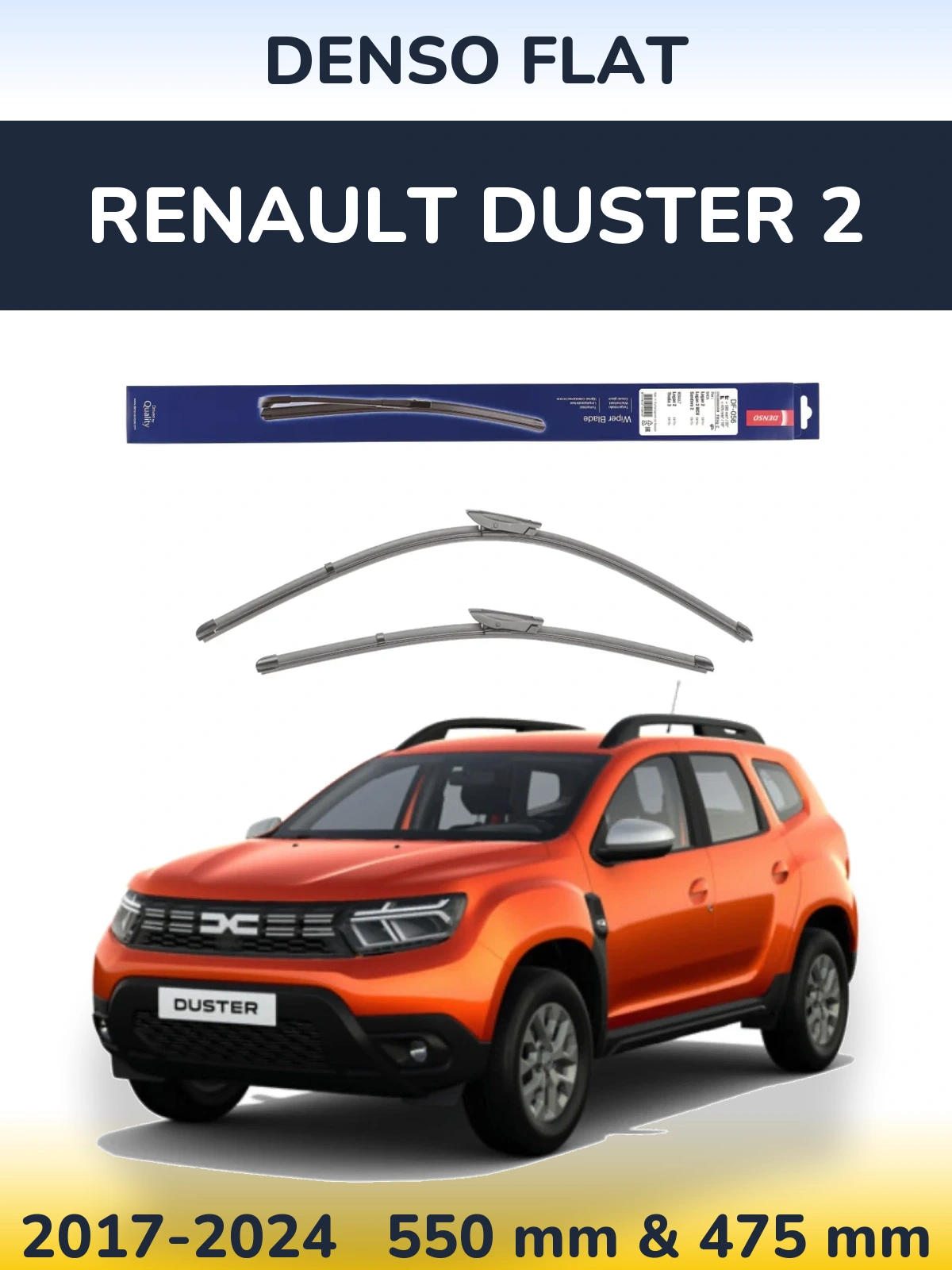 Sada předních stěračů Denso Flat 550 a 475 mm pro Renault Duster 2 2017-2024