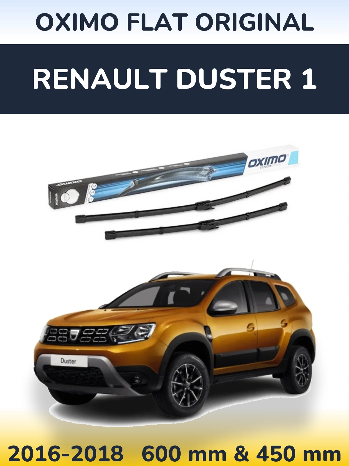 Sada předních stěračů Oximo Flat Original 600 a 450 mm pro Renault Duster 1 2016-2018