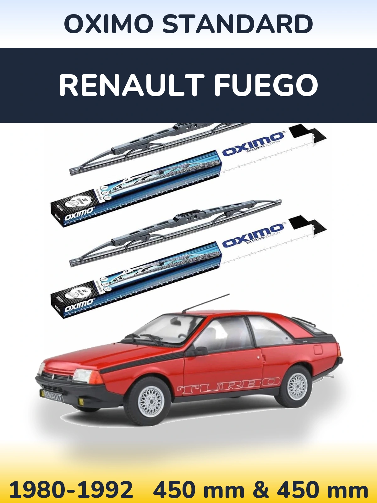 Sada předních stěračů Oximo Standard 450 a 450 mm pro Renault Fuego 1980-1992
