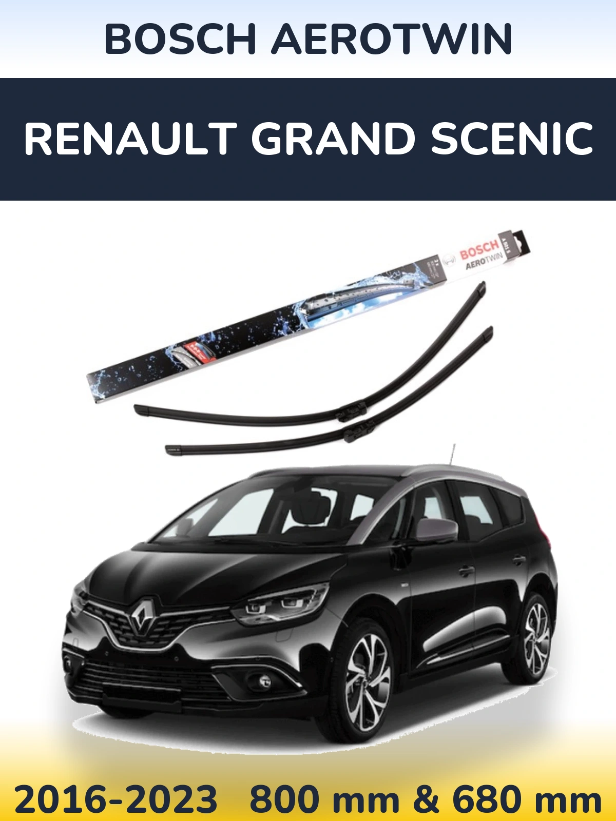 Sada předních stěračů BOSCH AeroTwin 800 a 680 mm pro Renault Grand Scenic 2016-2023