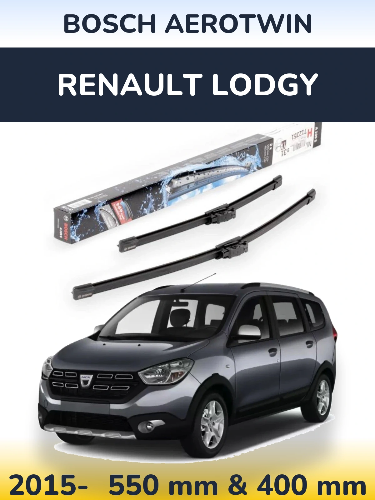 Sada předních stěračů BOSCH AeroTwin 550 a 400 mm pro Renault Lodgy 2015-2026