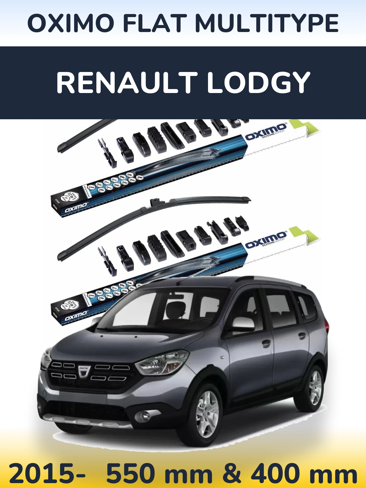 Sada předních stěračů Oximo Flat MultiType 550 a 400 mm pro Renault Lodgy 2015-2026