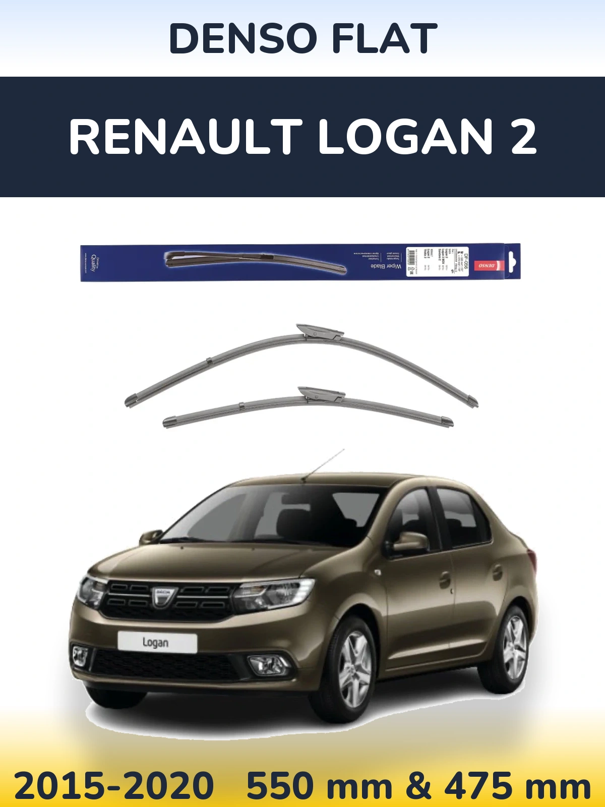 Sada předních stěračů Denso Flat 550 a 475 mm pro Renault Logan 2 2015-2020