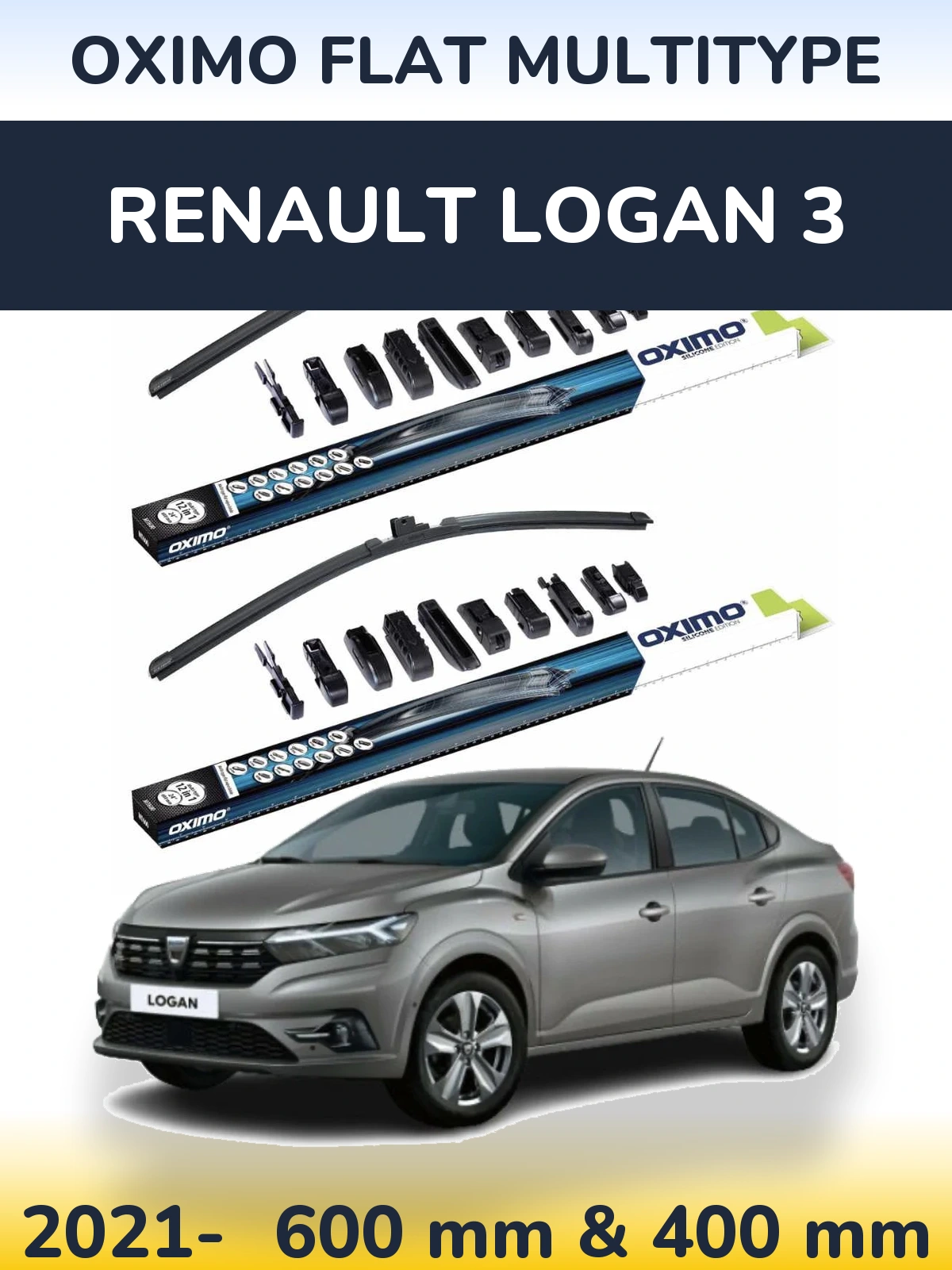 Sada předních stěračů Oximo Flat MultiType 600 a 400 mm pro Renault Logan 3 2021-2026