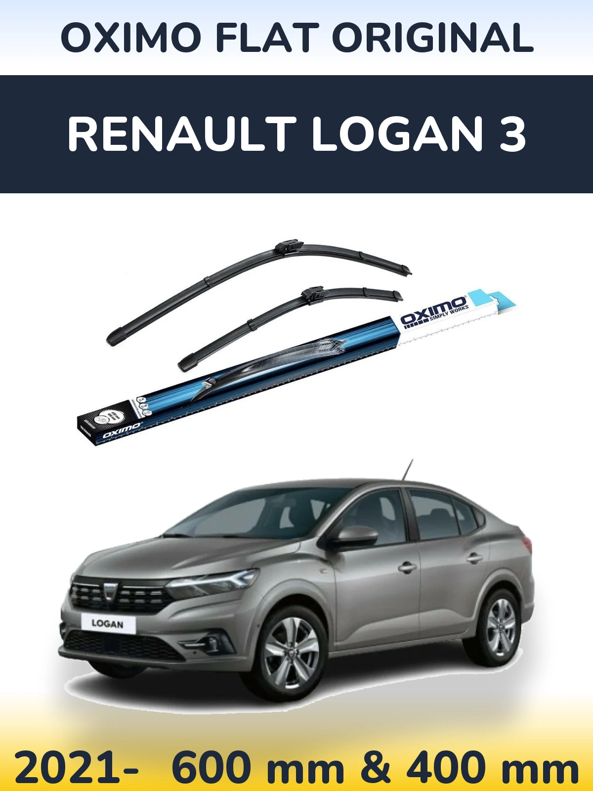 Sada předních stěračů Oximo Flat Original 600 a 400 mm pro Renault Logan 3 2021-2026