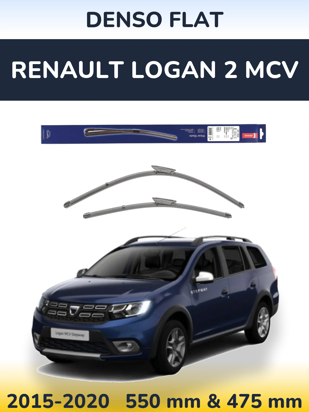 Sada předních stěračů Denso Flat 550 a 475 mm pro Renault Logan 2 MCV 2015-2020