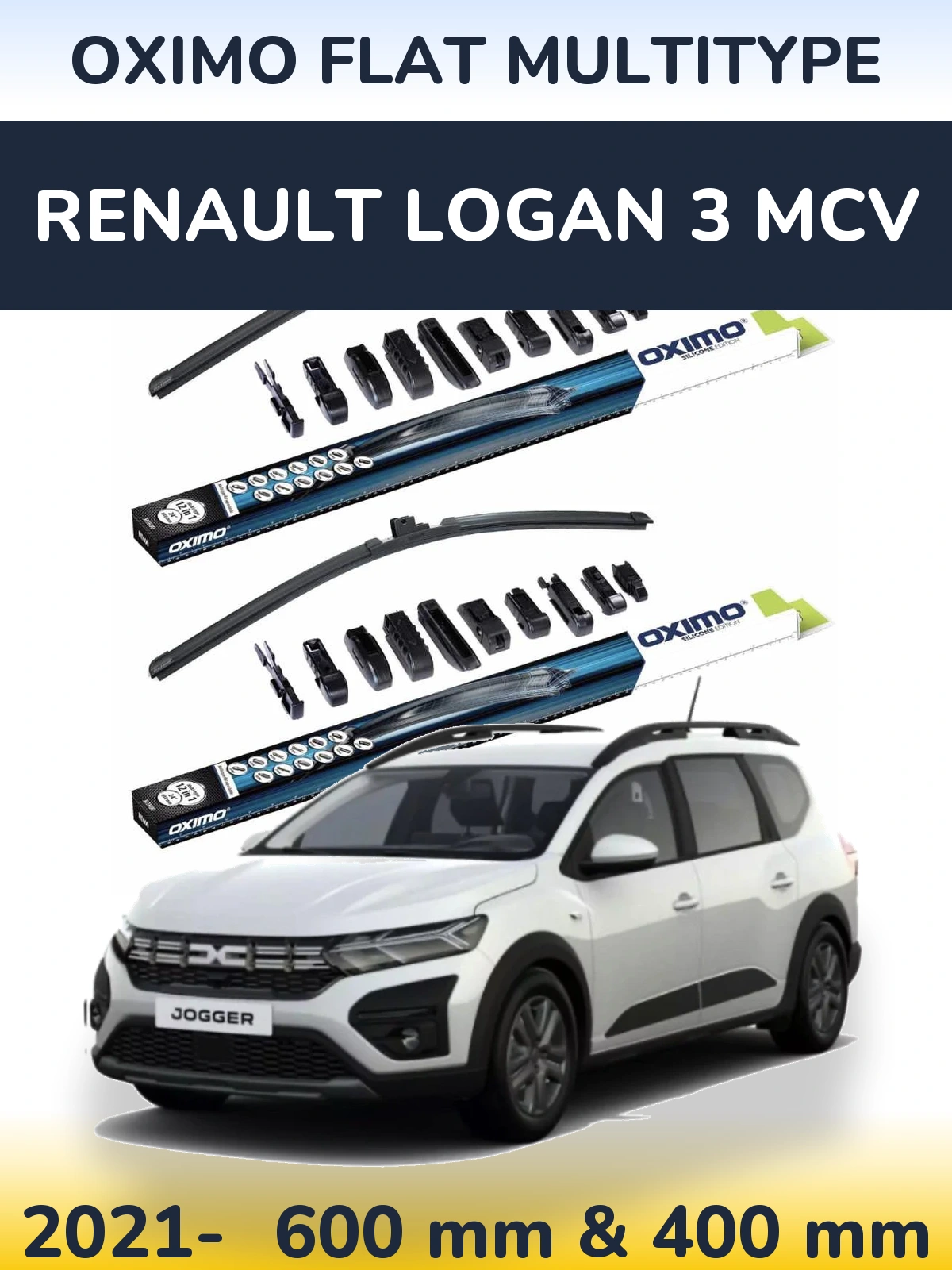 Sada předních stěračů Oximo Flat MultiType 600 a 400 mm pro Renault Logan 3 MCV 2021-2026