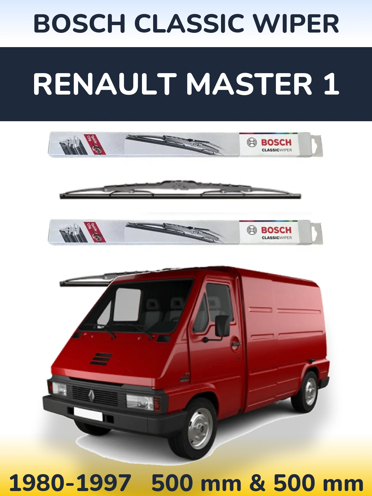 Sada předních stěračů BOSCH Classic Wiper 500 a 500 mm pro Renault Master 1 1980-1997