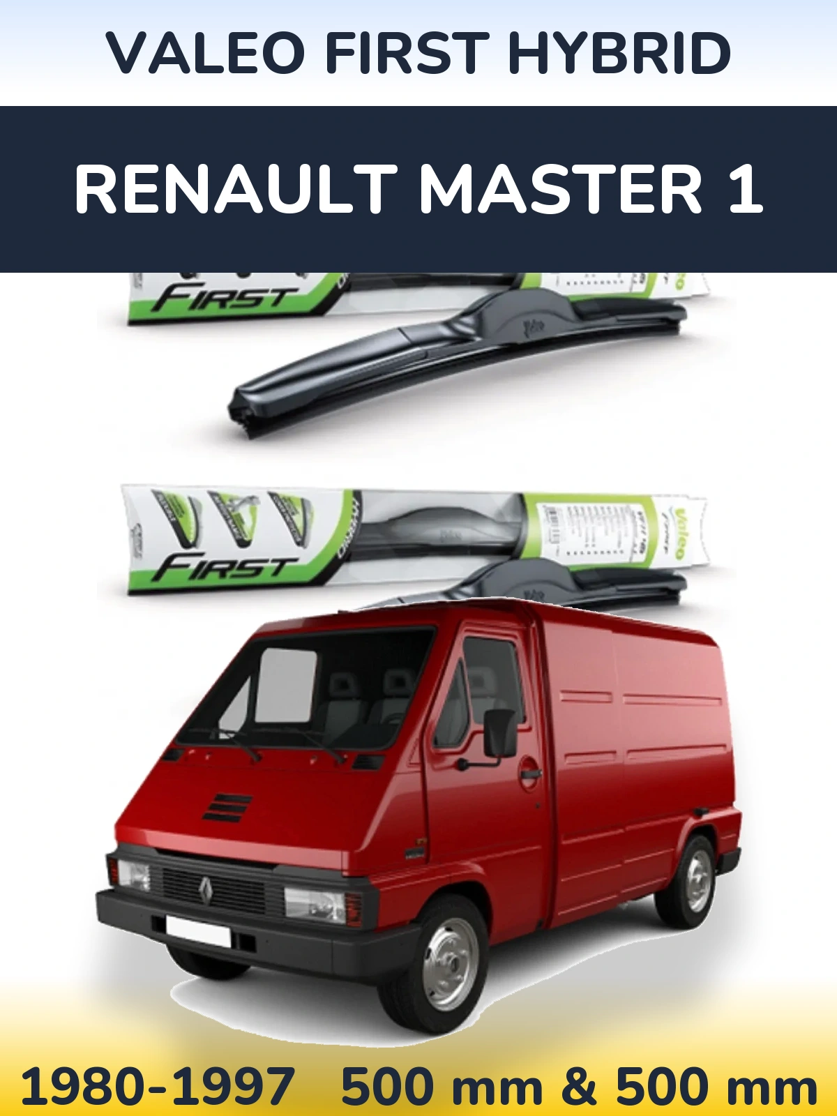 Sada předních stěračů Valeo First Hybrid 500 a 500 mm pro Renault Master 1 1980-1997