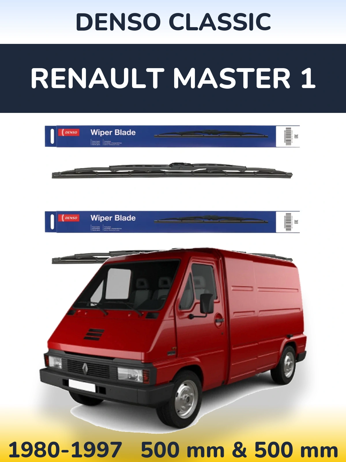 Sada předních stěračů Denso Classic 500 a 500 mm pro Renault Master 1 1980-1997