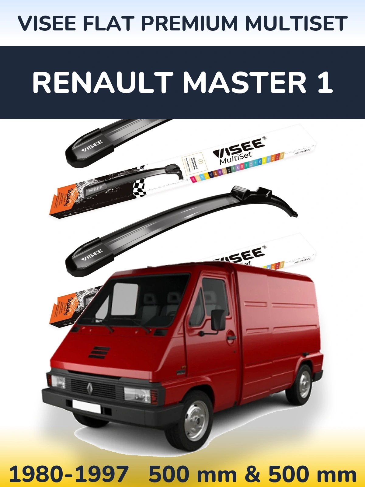 Sada předních stěračů VISEE FLAT PREMIUM MultiSet 500 a 500 mm pro Renault Master 1 1980-1997