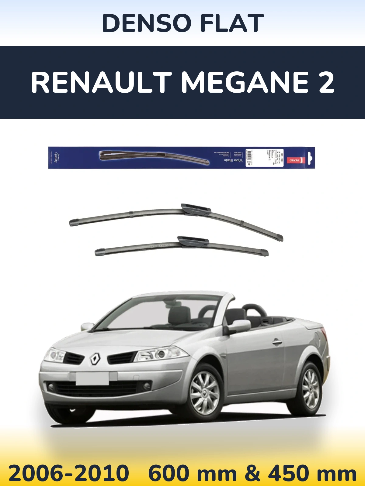 Комплект передніх щіток Denso Flat 600 & 450 мм для Renault Megane 2 2006-2010