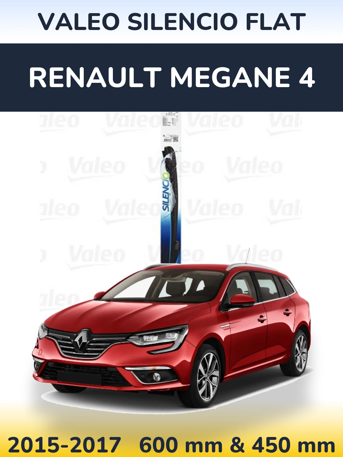 Sada předních stěračů Valeo Silencio Flat 600 a 450 mm pro Renault Megane 4 2015-2017