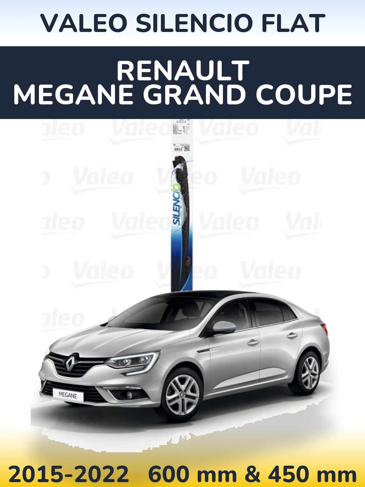Sada předních stěračů Valeo Silencio Flat 600 a 450 mm pro Renault Megane Grand Coupe 2015-2022
