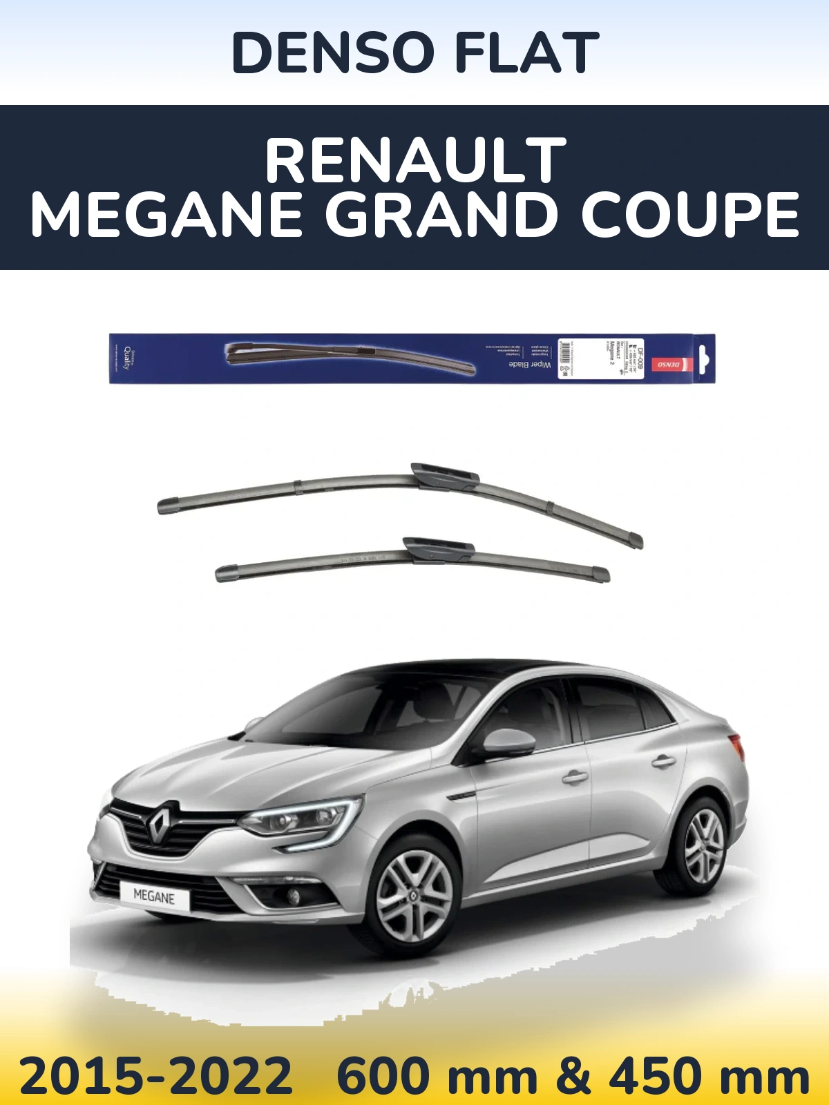 Sada předních stěračů Denso Flat 600 a 450 mm pro Renault Megane Grand Coupe 2015-2022