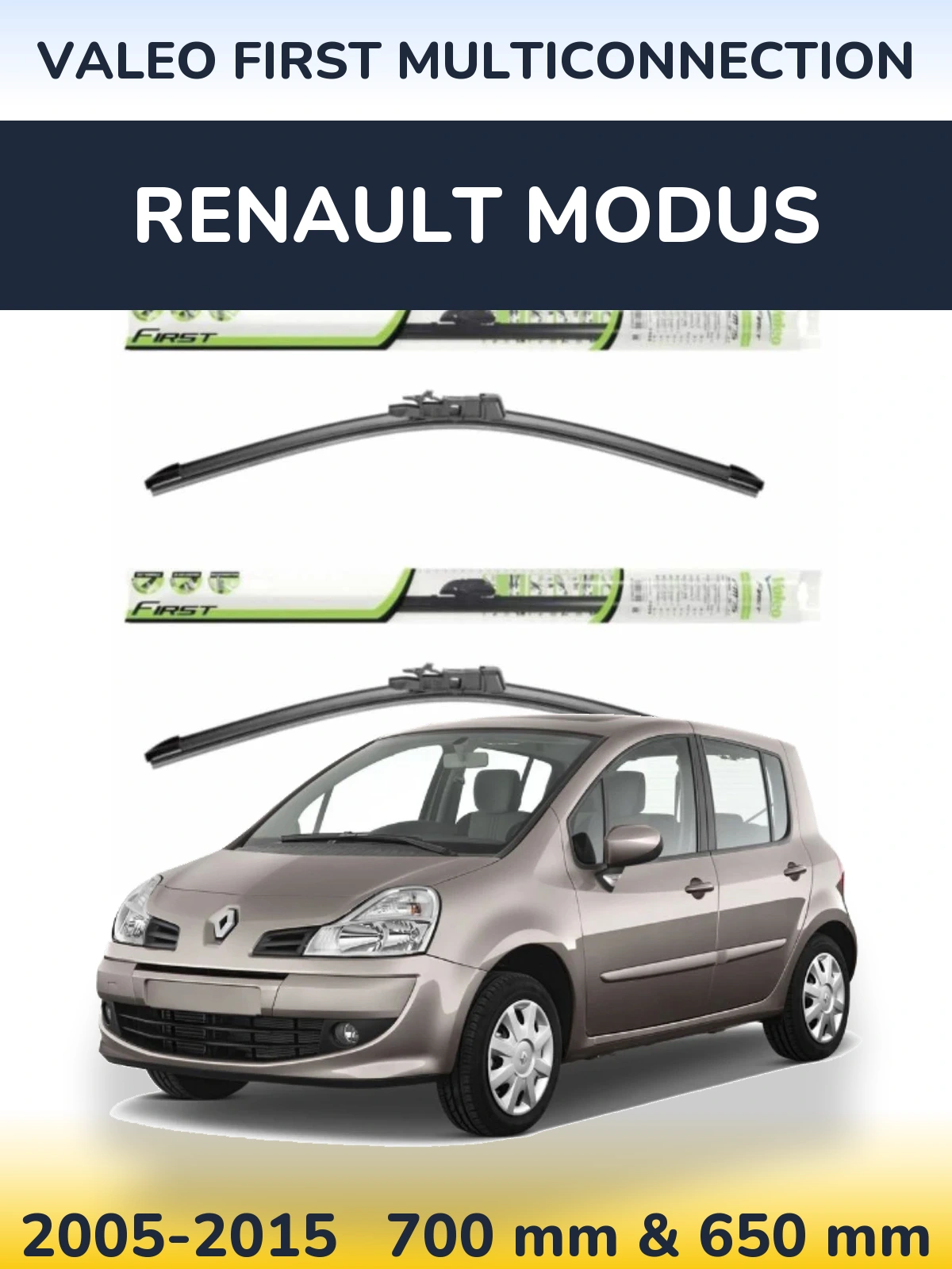 Sada předních stěračů Valeo First MultiConnection 700 a 650 mm pro Renault Modus 2005-2015