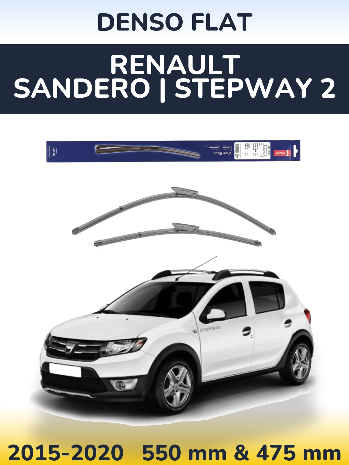 Sada předních stěračů Denso Flat 550 a 475 mm pro Renault Sandero | Stepway 2 2015-2020