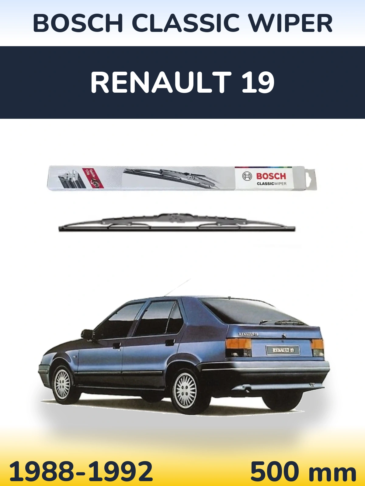 Zadní stěrač BOSCH Classic Wiper 500 mm pro Renault 19 1988-1992