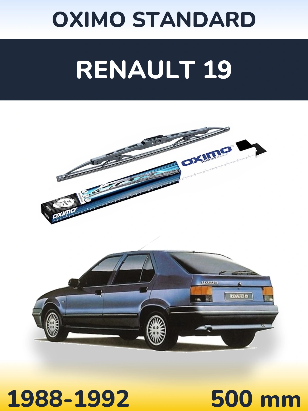 Zadní stěrač Oximo Standard 500 mm pro Renault 19 1988-1992